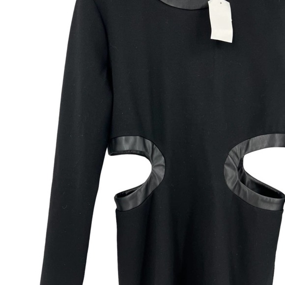 NEW Staud Dolce Long Sleeve Cutout Mini Dress Sz L Black - Picture 7 of 16